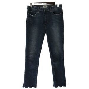 Paige Jacqueline Straight Jeans Womens 28 Blue Stretch 27" Inseam Frayed Hem